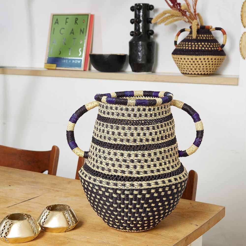 Objets de décoration - Pot tissé à la main à pois - GOLDEN EDITIONS