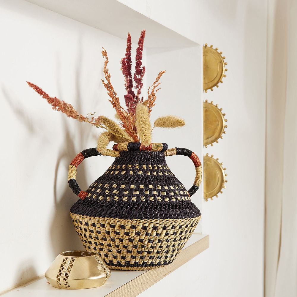Objets de décoration - Pot tissé à la main à pois - GOLDEN EDITIONS