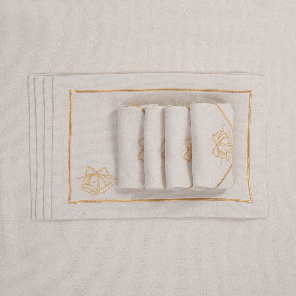 Christmas table settings - Joyful Christmas Golden Placemats - ROSEBERRY HOME