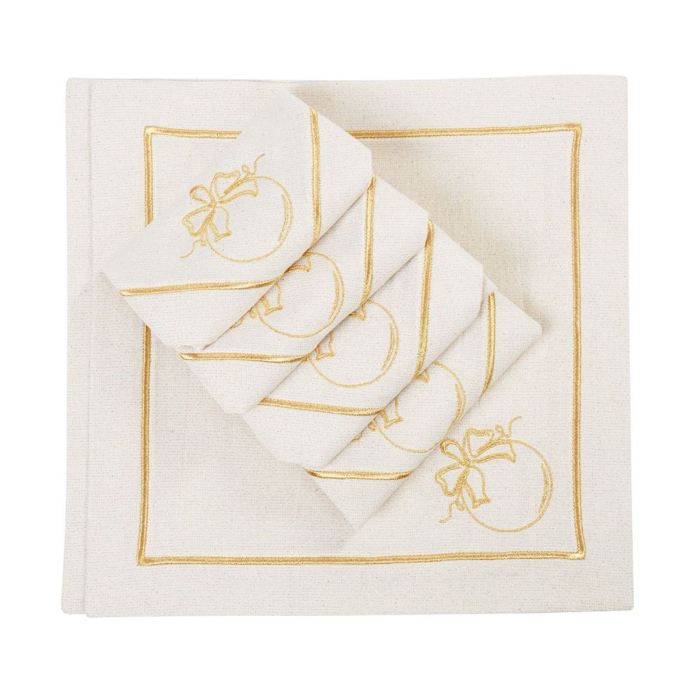 Table linen - Joyful Christmas Golden Napkins - ROSEBERRY HOME