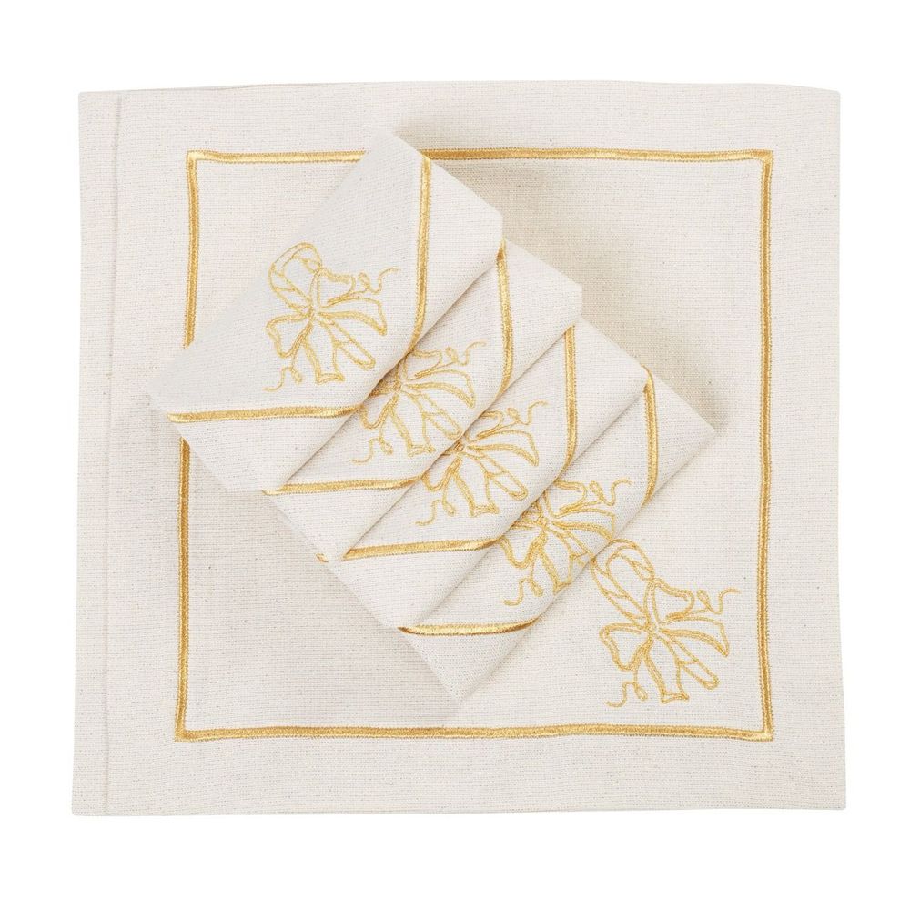 Table linen - Joyful Christmas Golden Napkins - ROSEBERRY HOME