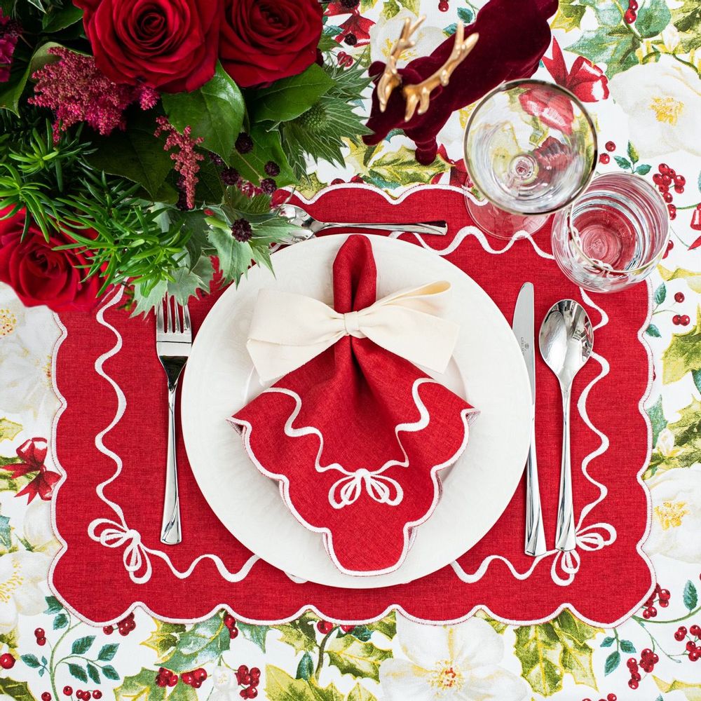 Décorations pour tables de Noël - Sets de table - Christmas Bows Placemats (lot de 6 pièces) - ROSEBERRY HOME