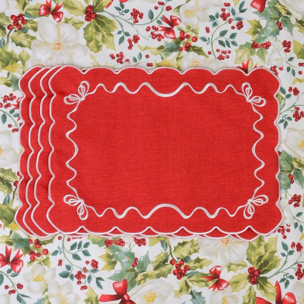 Décorations pour tables de Noël - Sets de table - Christmas Bows Placemats (lot de 6 pièces) - ROSEBERRY HOME