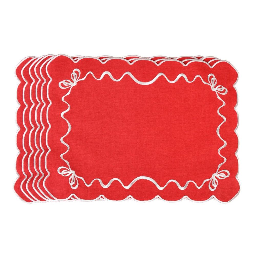 Décorations pour tables de Noël - Sets de table - Christmas Bows Placemats (lot de 6 pièces) - ROSEBERRY HOME