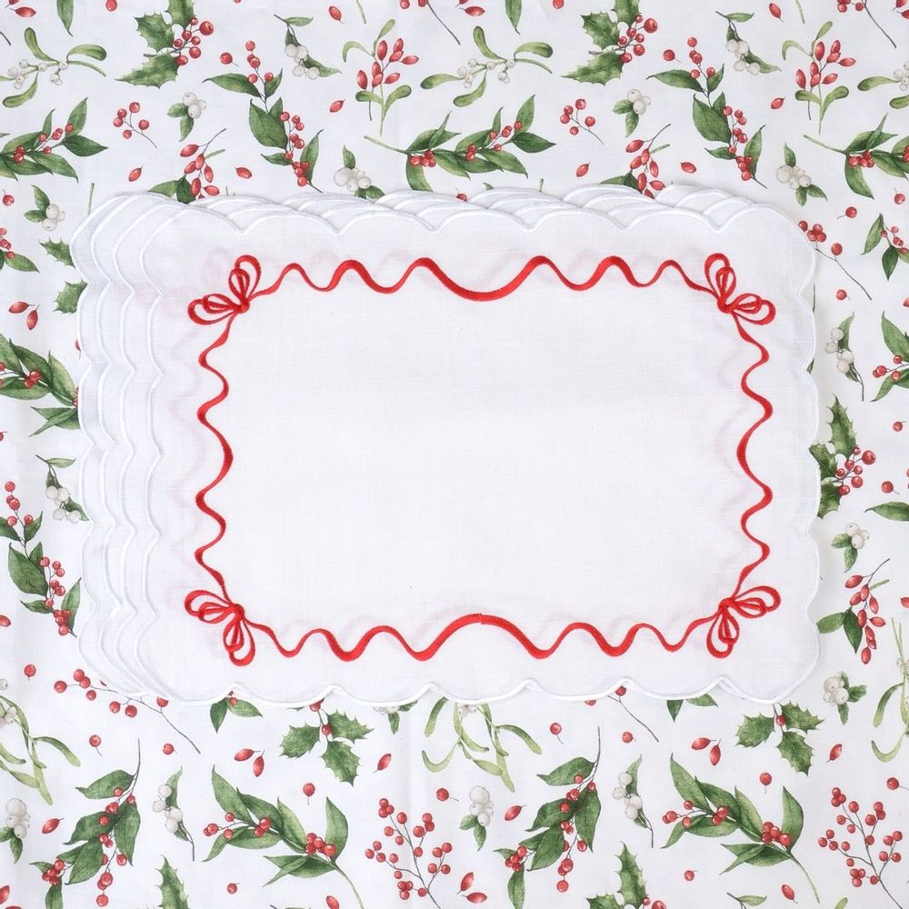 Décorations pour tables de Noël - Sets de table - Christmas Bows Placemats (lot de 6 pièces) - ROSEBERRY HOME