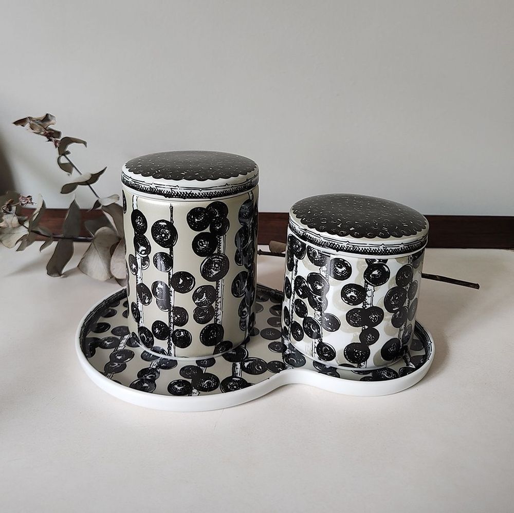 Design objects - Set of 4 pieces with ''Açaí'' prints to your toilet: - STUDIO CRIS AZEVEDO