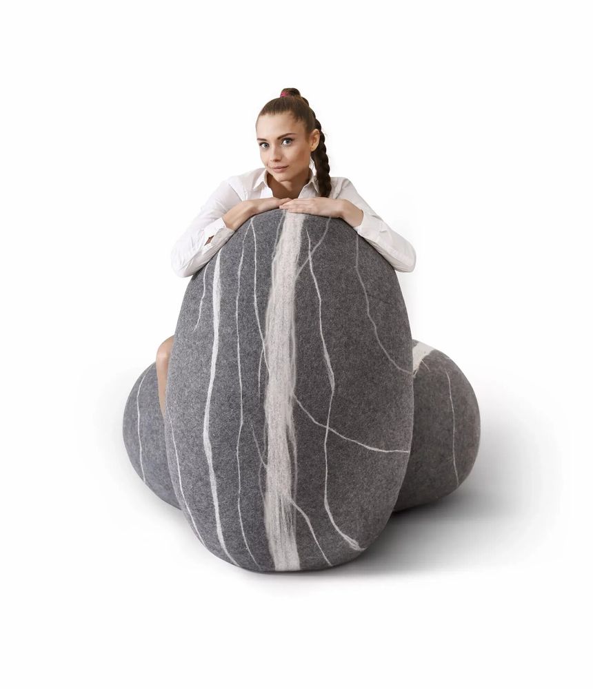 Chaises longues - Meuble pouf ottoman en laine "BONGO" - KATSU STONES