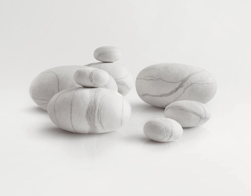Cushions - Ottoman pouf wool furniture "White Zen" - KATSU STONES