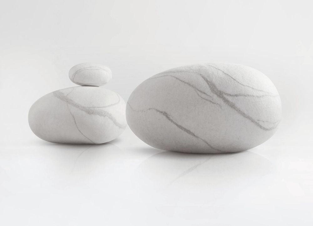 Cushions - Ottoman pouf wool furniture "White Zen" - KATSU STONES