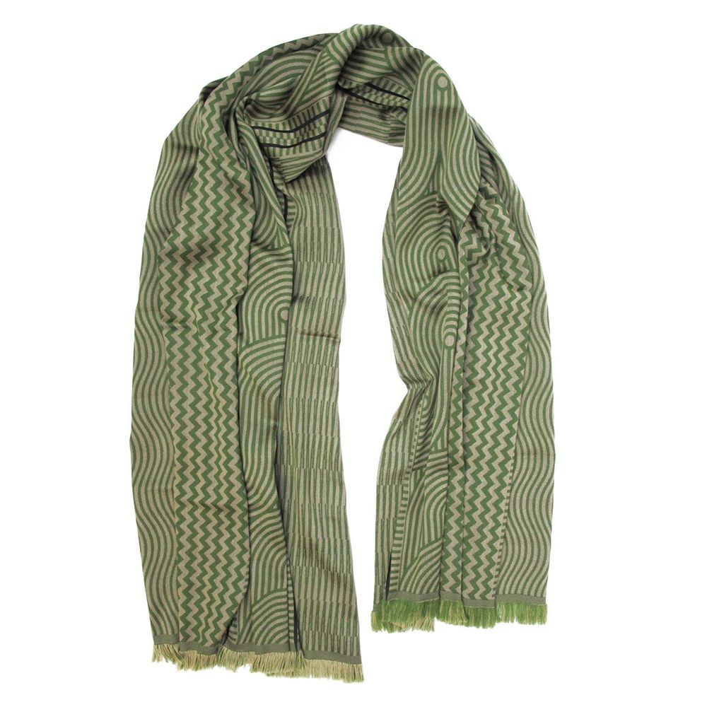 Travel accessories - Maxi wool silk scarf - kinetic - camel green - SOPHIE GUYOT SILKS