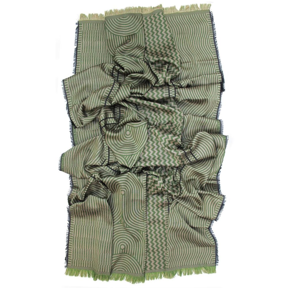 Travel accessories - Maxi wool silk scarf - kinetic - camel green - SOPHIE GUYOT SILKS