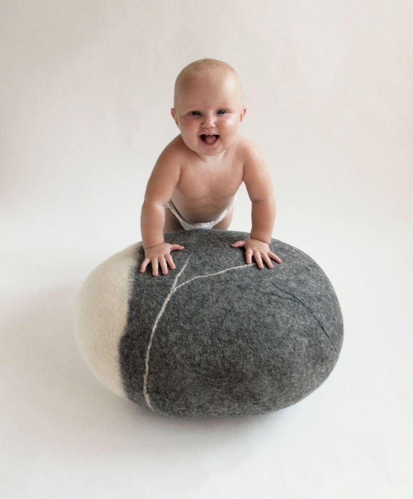 Objets design - Meuble pouf ottoman en laine "Nez blanc" - KATSU STONES