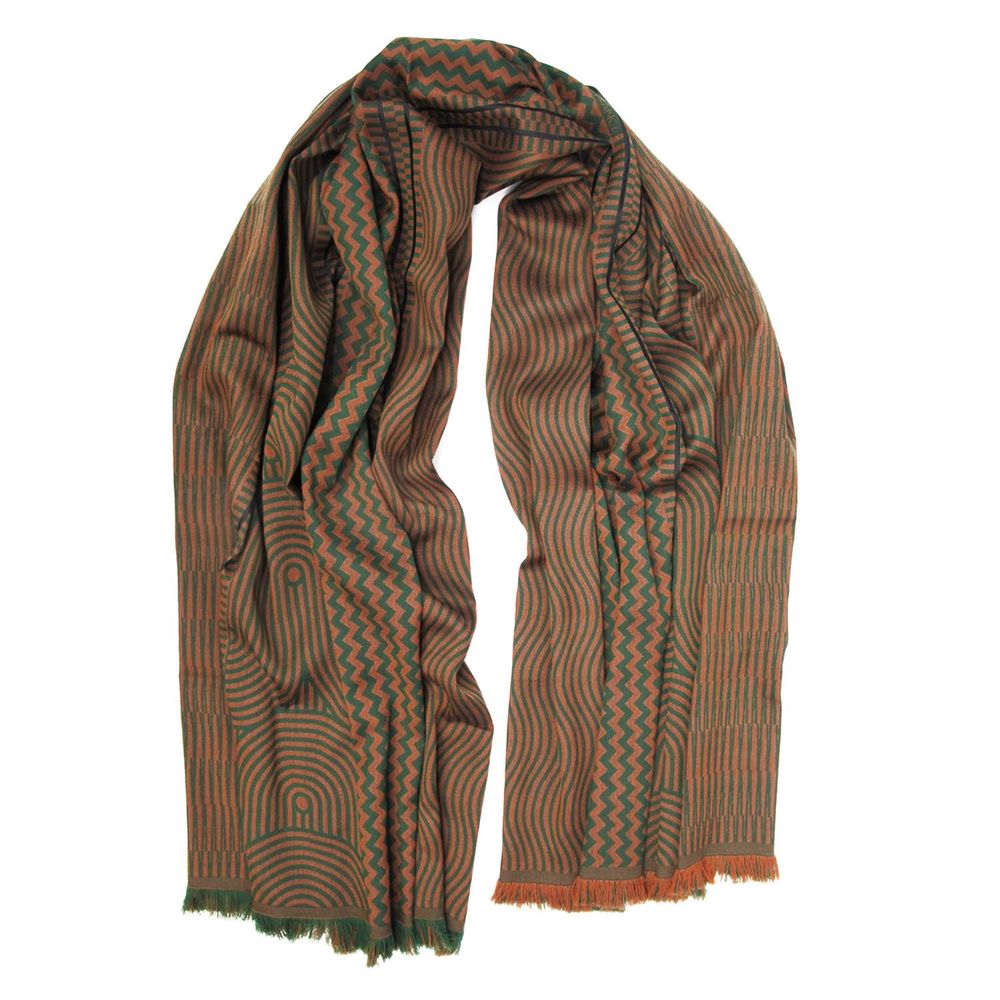 Plaids - Écharpe Maxi Laine Soie - Cinétique – daim vert forêt - SOPHIE GUYOT SILKS
