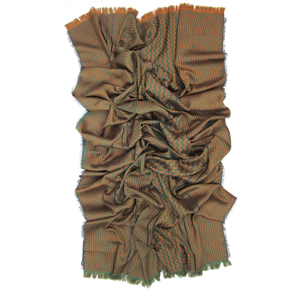 Plaids - Écharpe Maxi Laine Soie - Cinétique – daim vert forêt - SOPHIE GUYOT SILKS