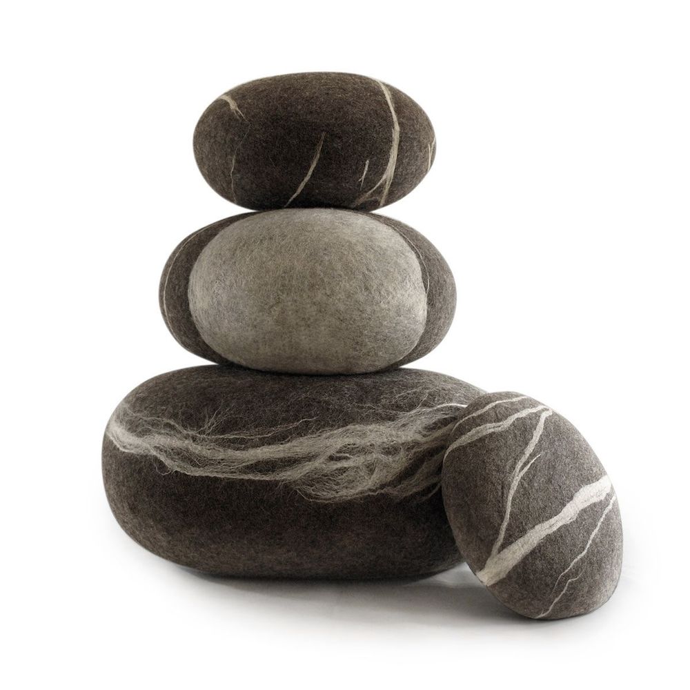 Objets de décoration - Ensemble de meubles pouf ottoman en laine № 12 de 4 pierres. - KATSU STONES
