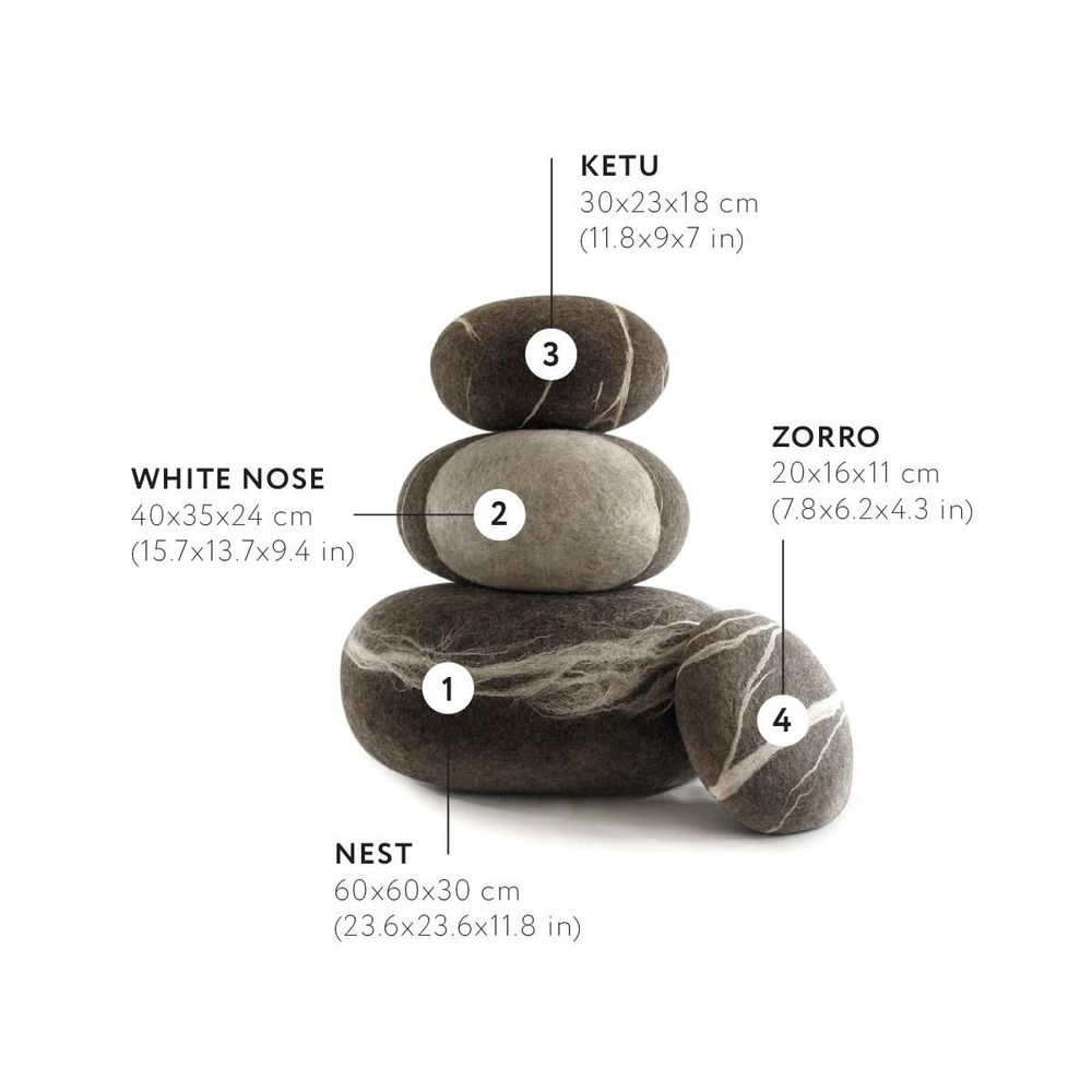 Objets de décoration - Ensemble de meubles pouf ottoman en laine № 12 de 4 pierres. - KATSU STONES
