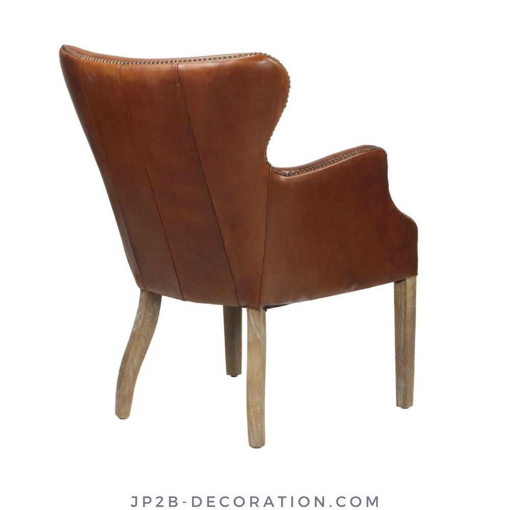Armchairs - L'invité Cigar Armchair in Leather - Simple and Elegant Design - JP2B DECORATION