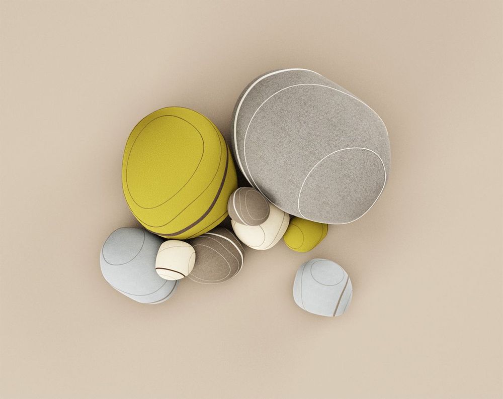 Poufs - Poufs en pierre cousue "KIDSET" - KATSU STONES