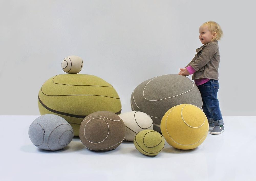 Poufs - Poufs en pierre cousue "KIDSET" - KATSU STONES