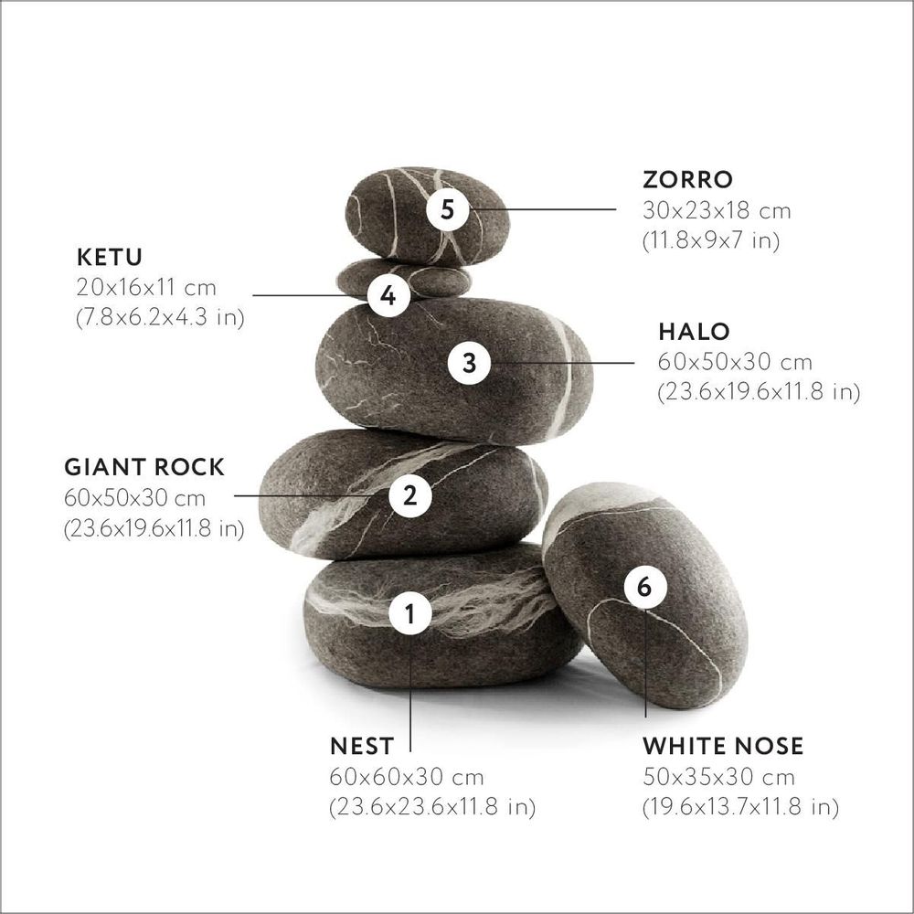 Cushions - Ottoman pouf wool furniture set #11 - KATSU STONES