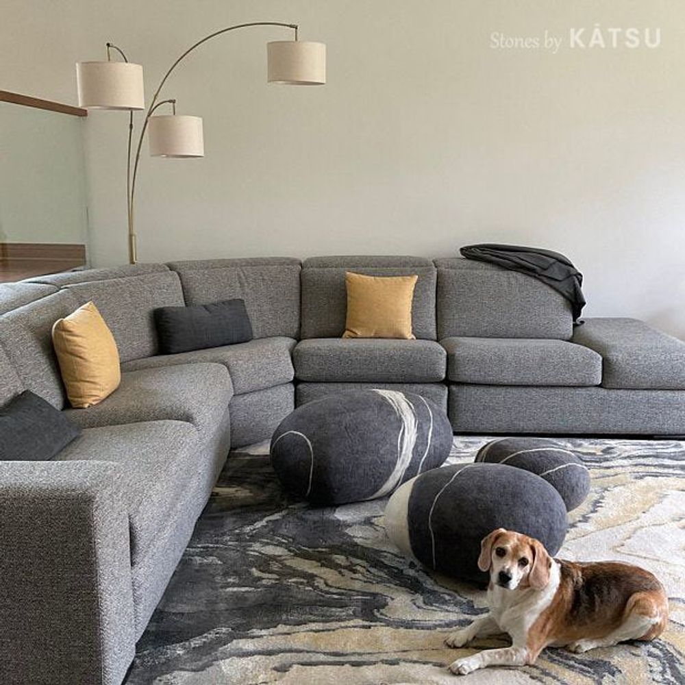 Cushions - Ottoman pouf wool furniture set #11 - KATSU STONES