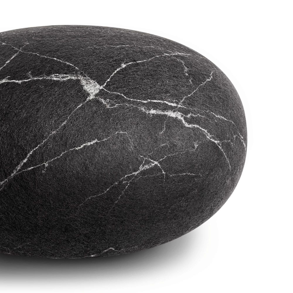 Objets de décoration - Meuble pouf ottoman en laine "Marbre noir" - KATSU STONES