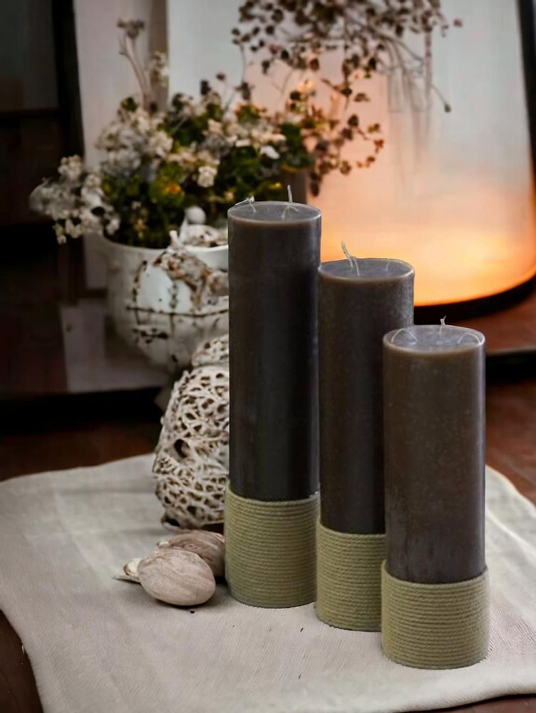 Decorative objects - Set of Huge Scented Candles, H-60, 50, 40 cm - SI DECO