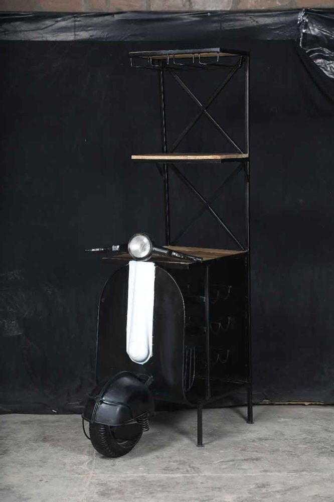 Objets design - Bar Scooter Vintage Milan Métal et Bois - GRAND DÉCOR