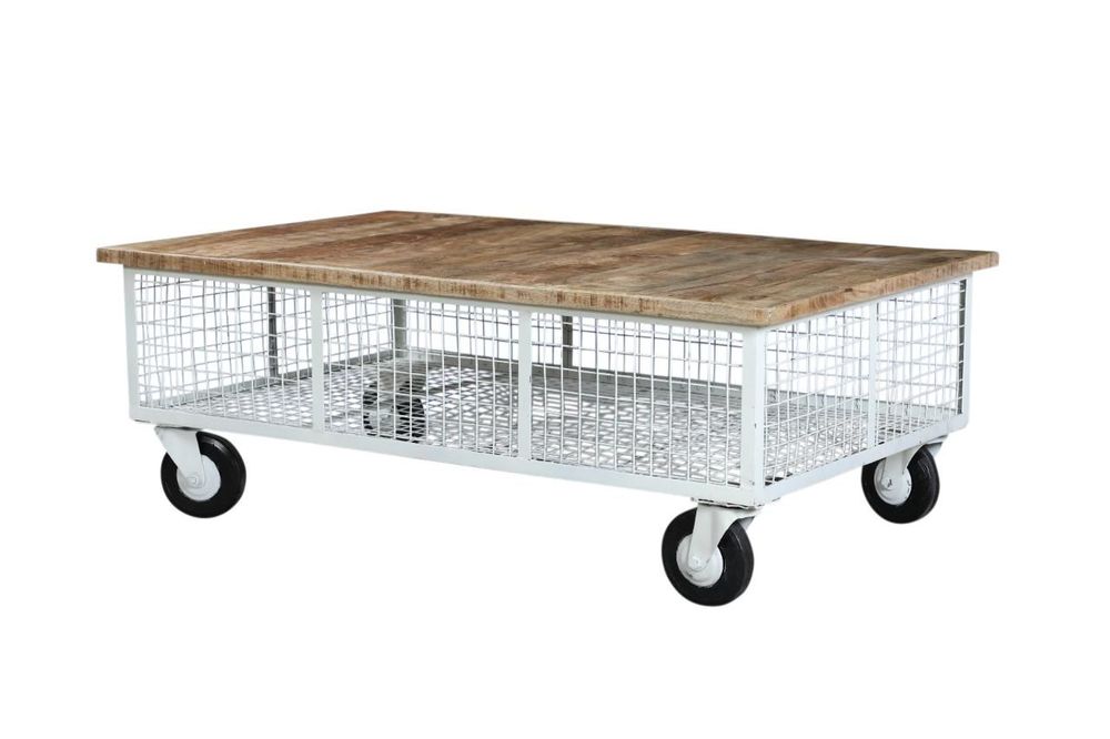 Objets design - Table Basse Industrielle Et Vintage Sur Roulettes - GRAND DÉCOR