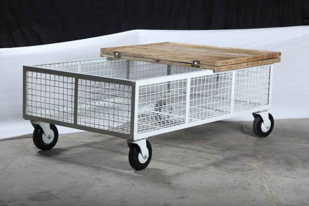 Objets design - Table Basse Industrielle Et Vintage Sur Roulettes - GRAND DÉCOR