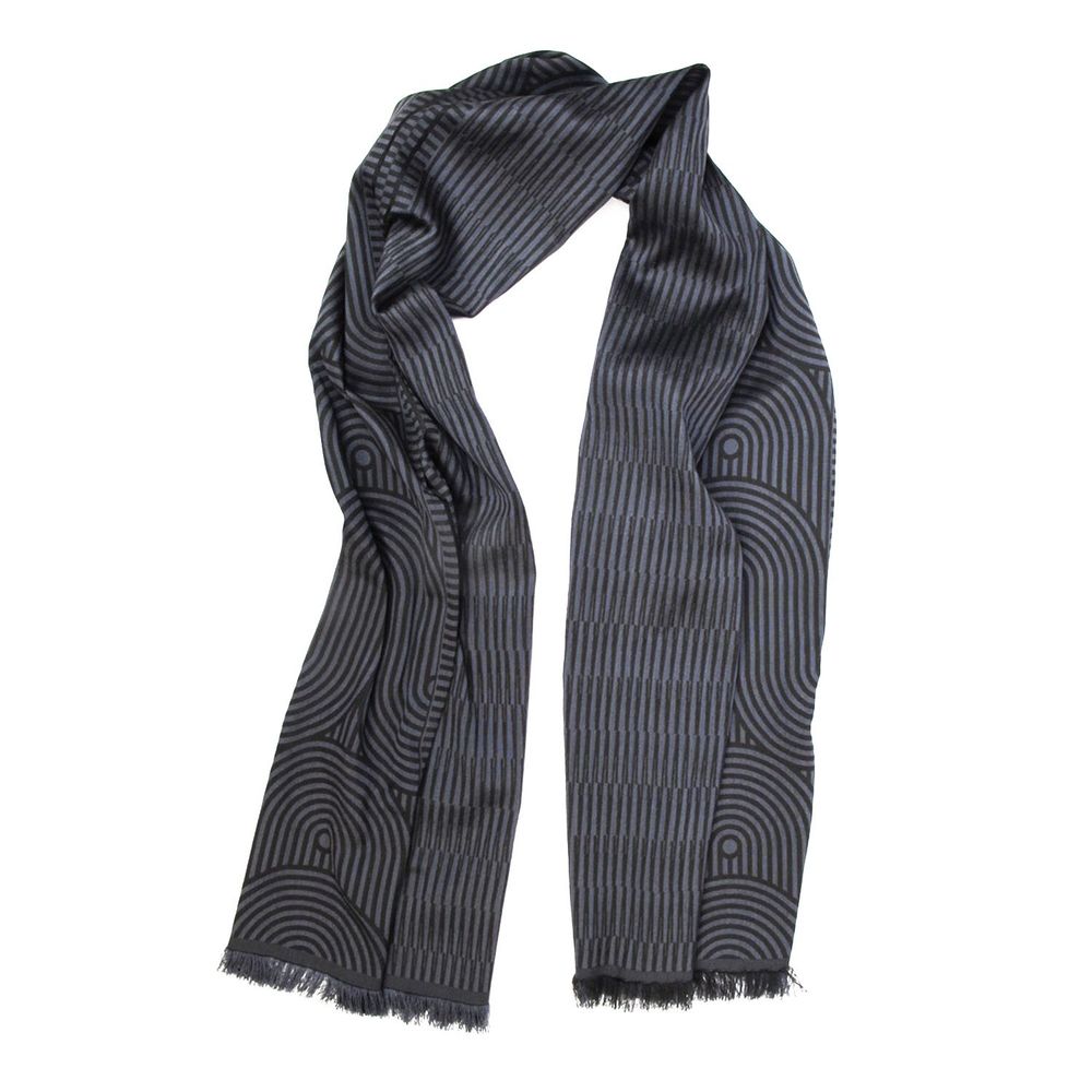 Travel accessories - Midi scarf wool silk - supersonic mechanics - chocolate grey - SOPHIE GUYOT SILKS