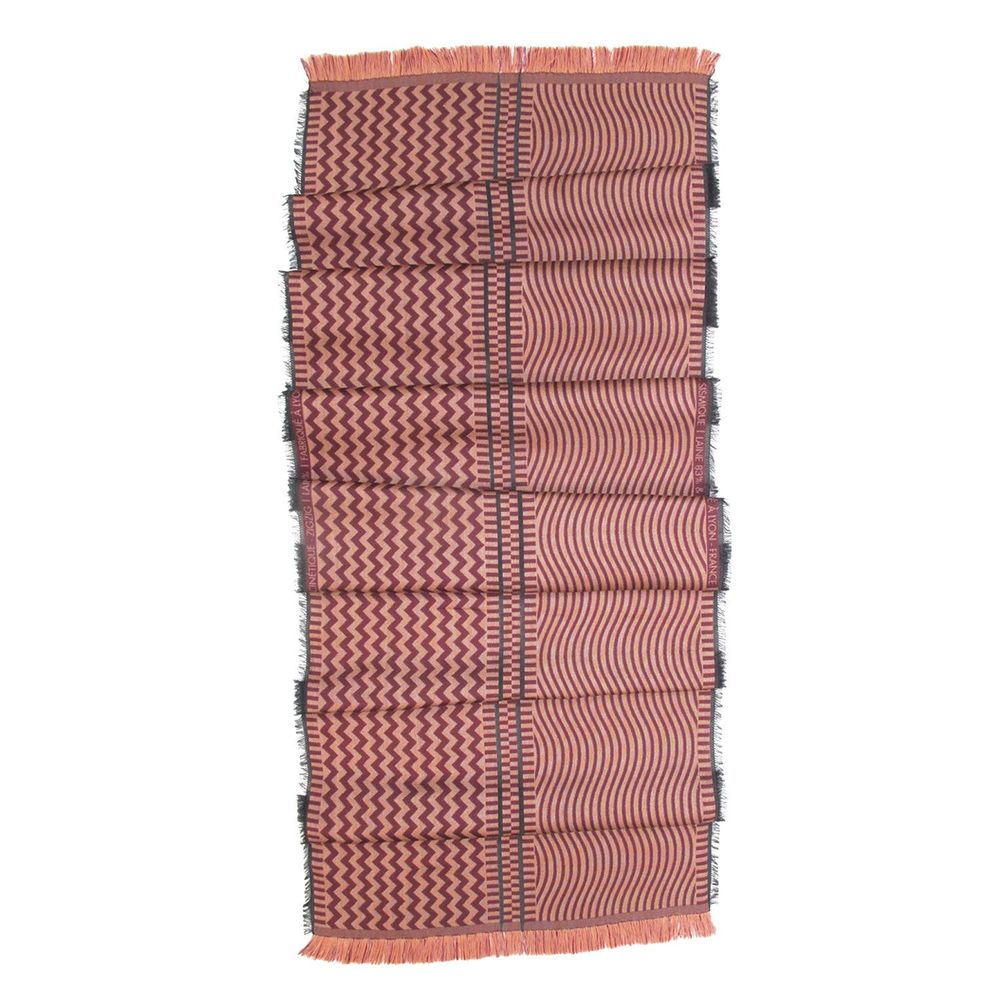 Travel accessories - Midi scarf wool silk - seismic zigzig - burgundy clay - SOPHIE GUYOT SILKS