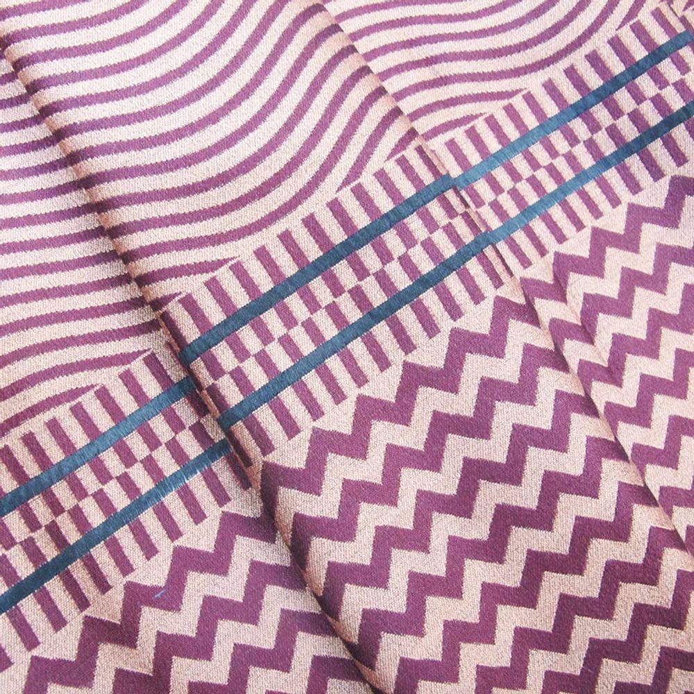 Travel accessories - Midi scarf wool silk - seismic zigzig - burgundy clay - SOPHIE GUYOT SILKS