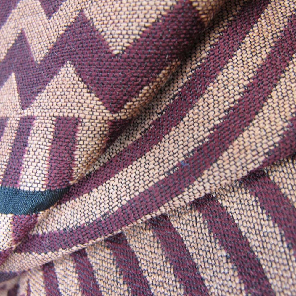 Travel accessories - Midi scarf wool silk - seismic zigzig - burgundy clay - SOPHIE GUYOT SILKS