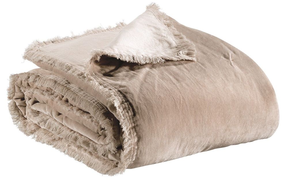 Bed linens - Jeté uni Fara Latte 260 X 260 - MAISON VIVARAISE - SDE VIVARAISE WINKLER