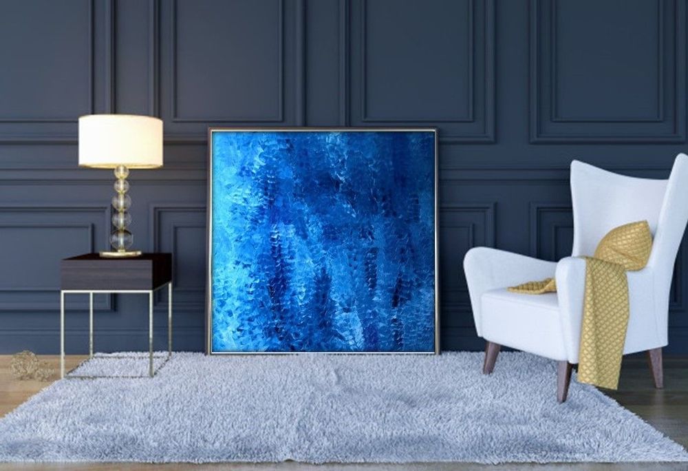 Paintings - Paintings Originals Art Gallery Quality - Blue Collection - MOTI ART & DESIGN