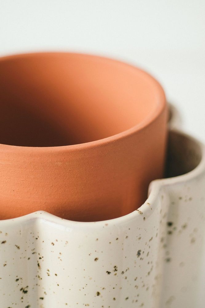 Vases - Self-watering pot Paula - Speckled white - PEPIN