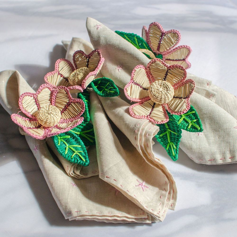 Couverts de service - Rosy Flower Napkin Ring Set of 2 - MERCEDES SALAZAR
