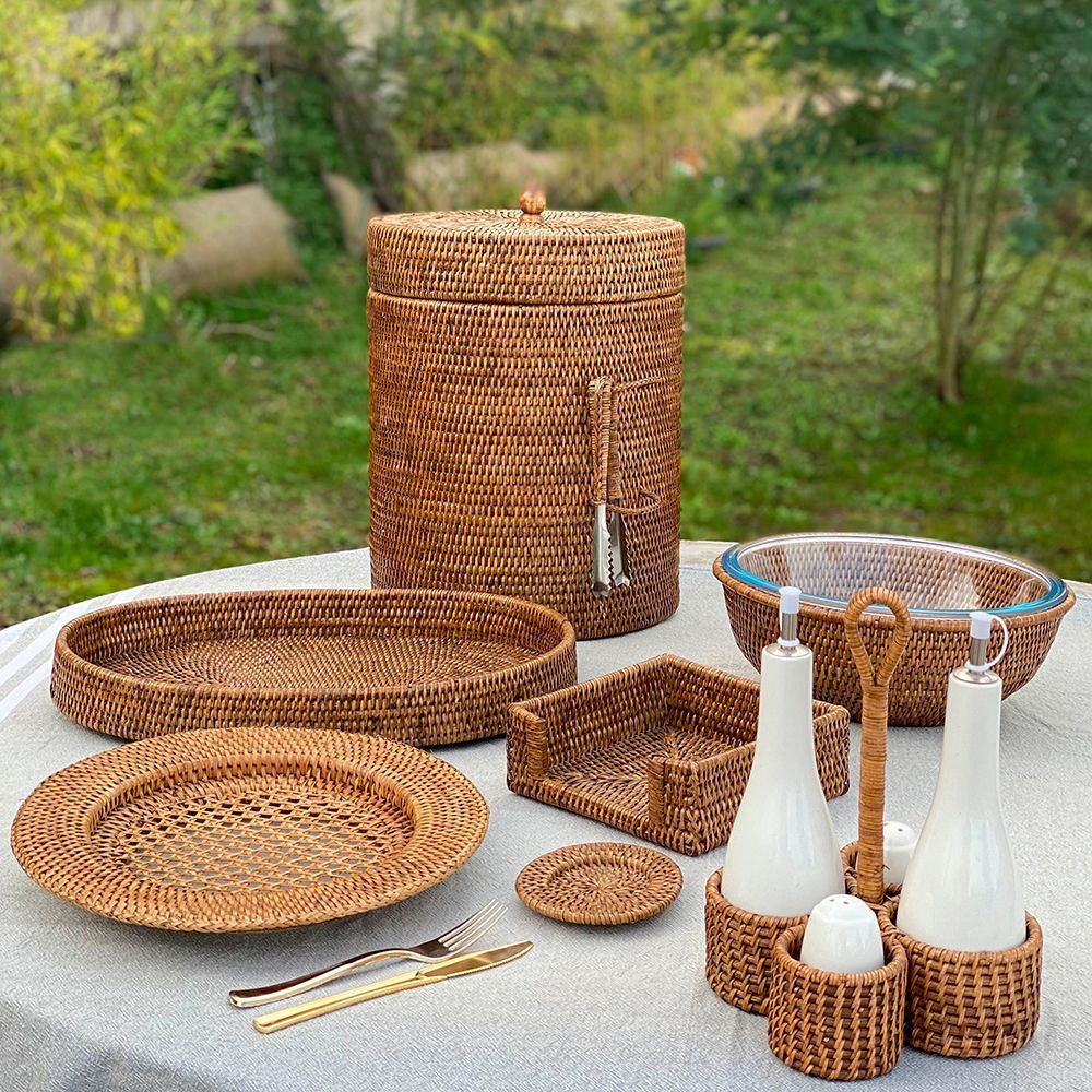 Gifts - RATTAN ICE BUCKET - QUAINT & QUALITY