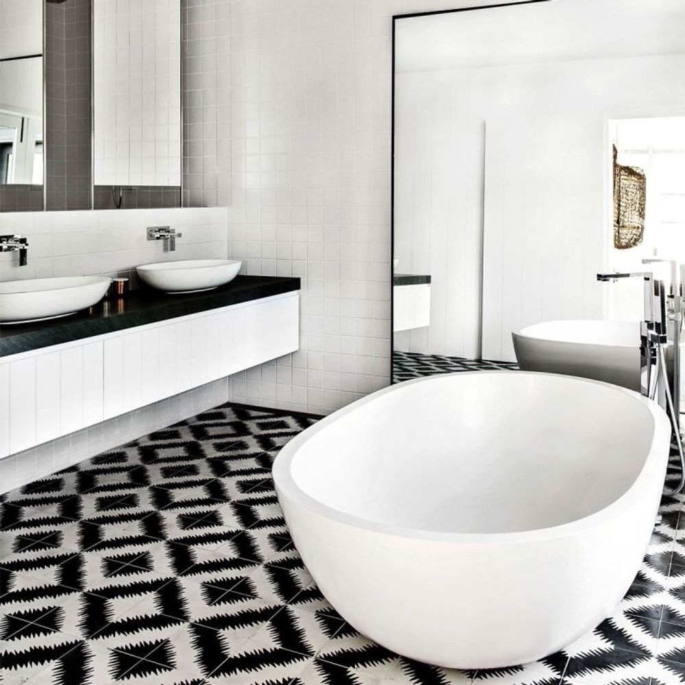 Cement tiles - Zigzag on Four cement Tile - ETOFFE.COM