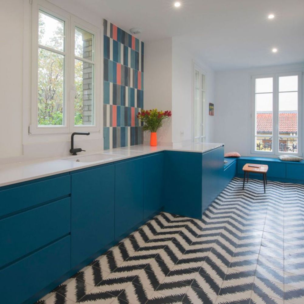 Cement tiles - Zigzag on Four cement Tile - ETOFFE.COM