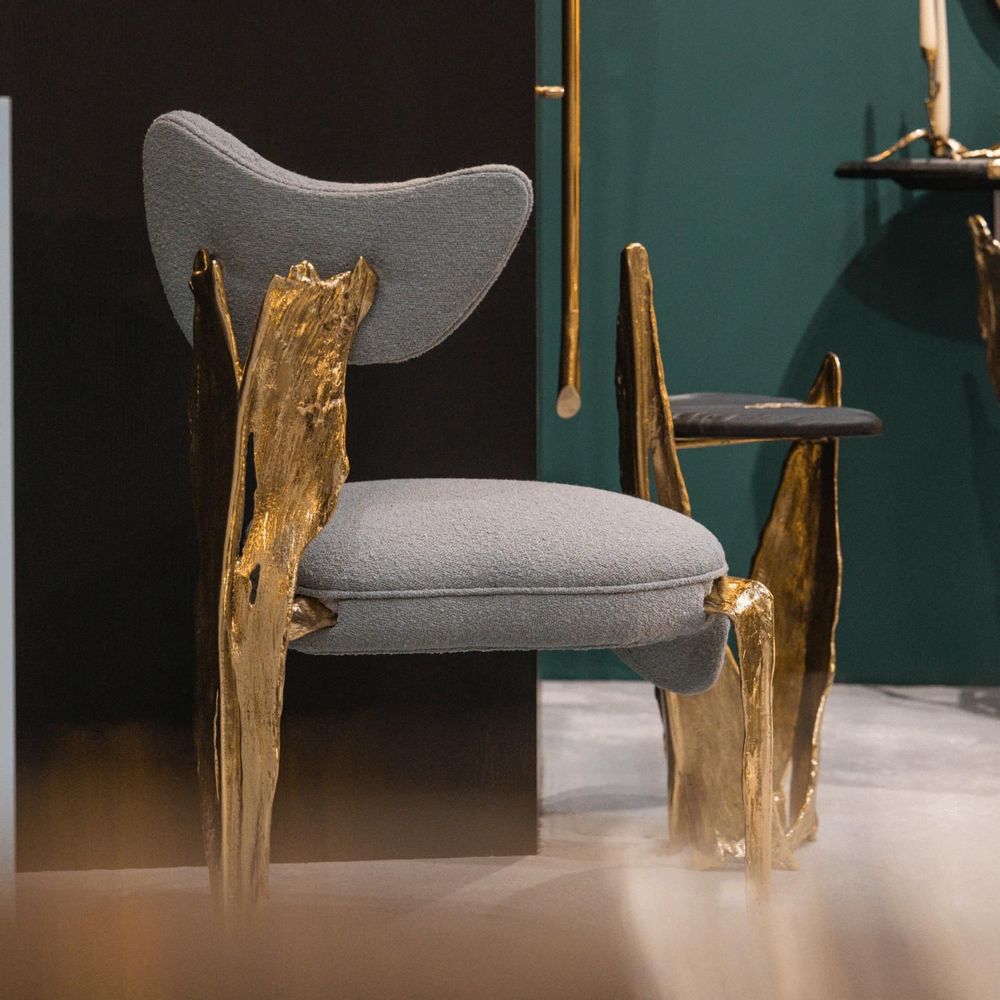 Chairs - Folia - A Gold Chair with Organic Design Crafted from Brass - MAEVE