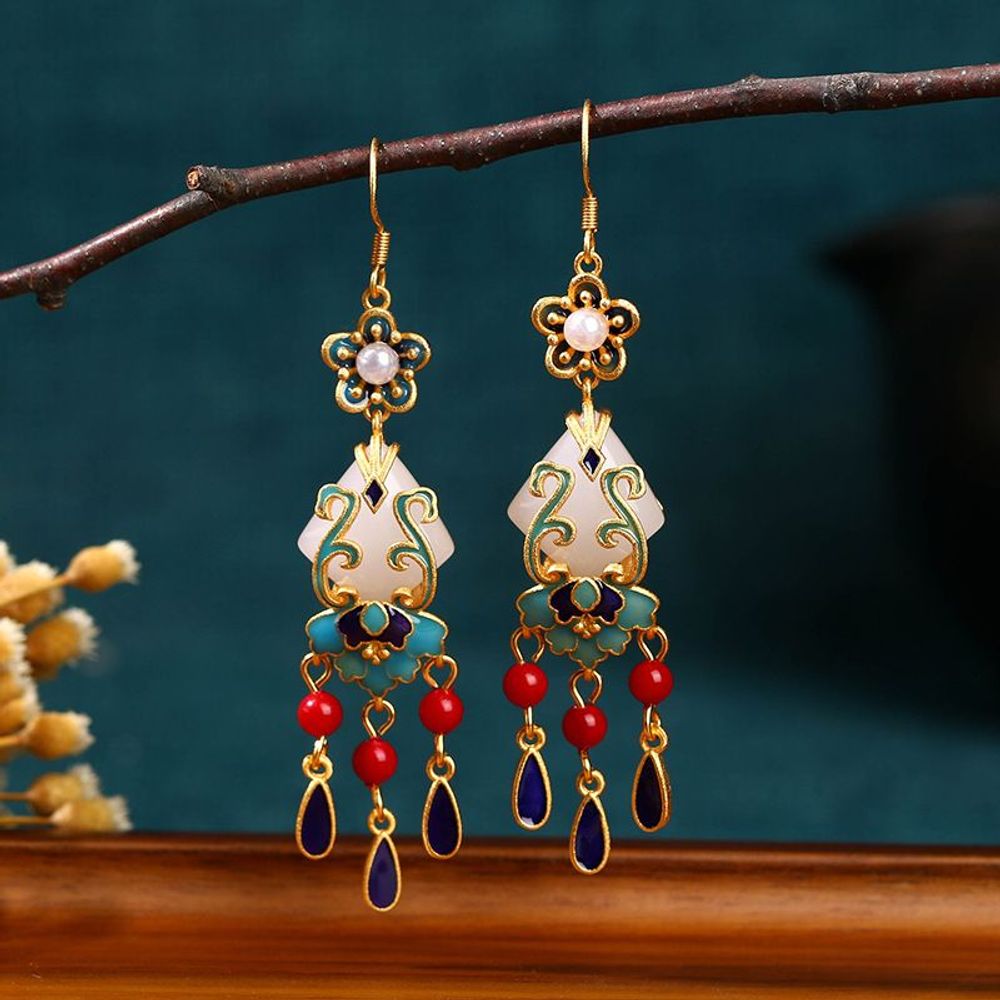 Bijoux - Boucles D'oreilles Pompon Exquis Style Ancien - TIRACISÚ