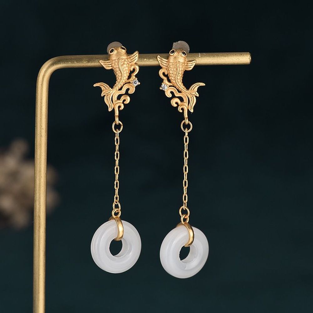 Bijoux - Boucles d'oreilles Poisson Sautant Dragon Gate Boucle de Sécurité - TIRACISÚ