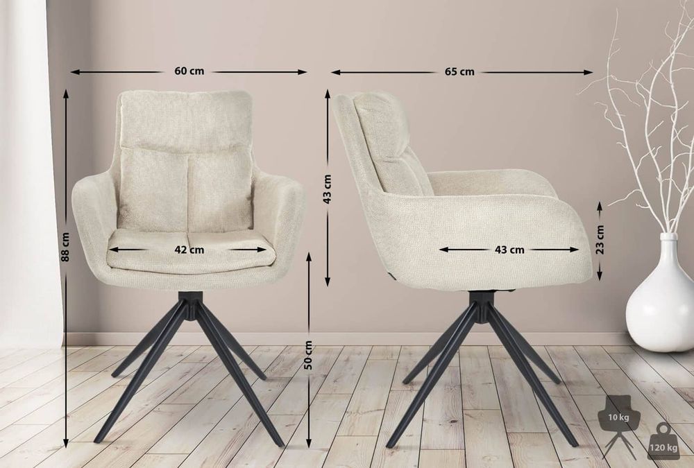 Chaises - Fauteuil pivotant Vilas - Tissu et Métal - VIBORR