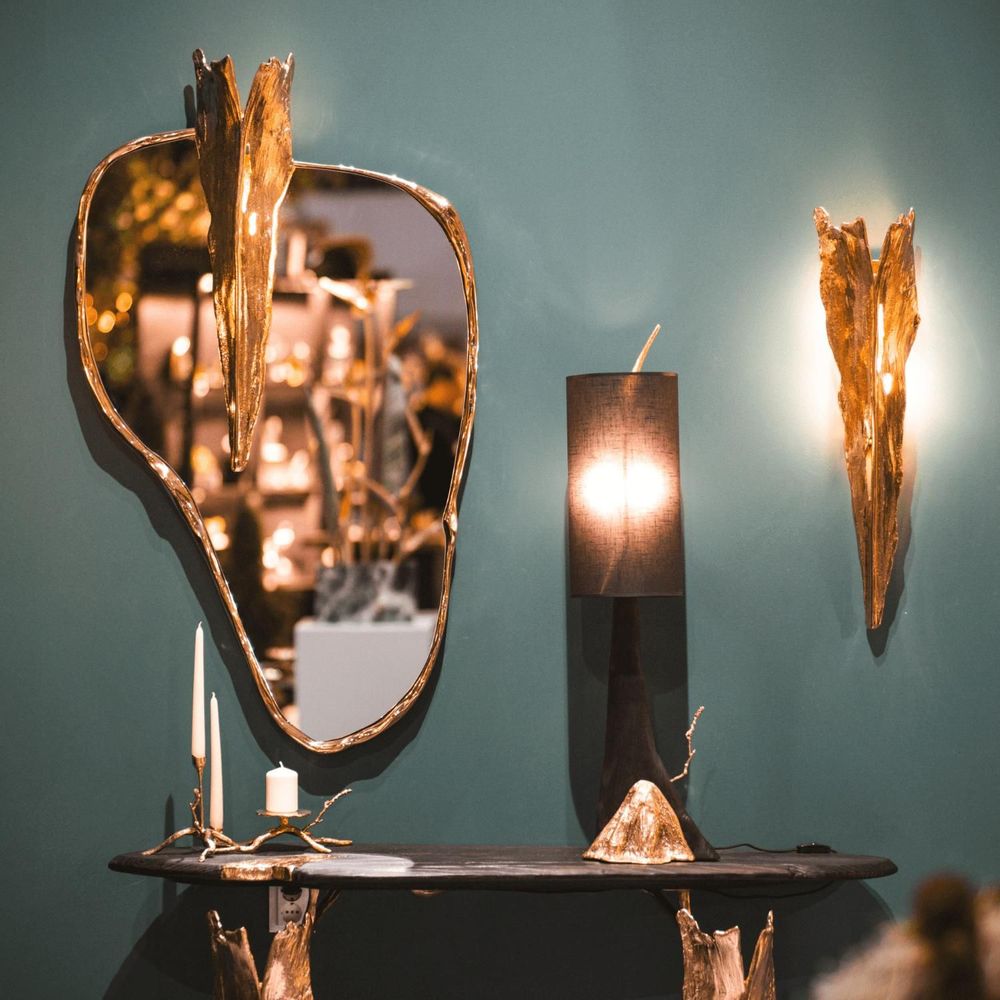 Mirrors - Folia - Gold Mirror; Brass Mirror; handcrafted piece - MAEVE