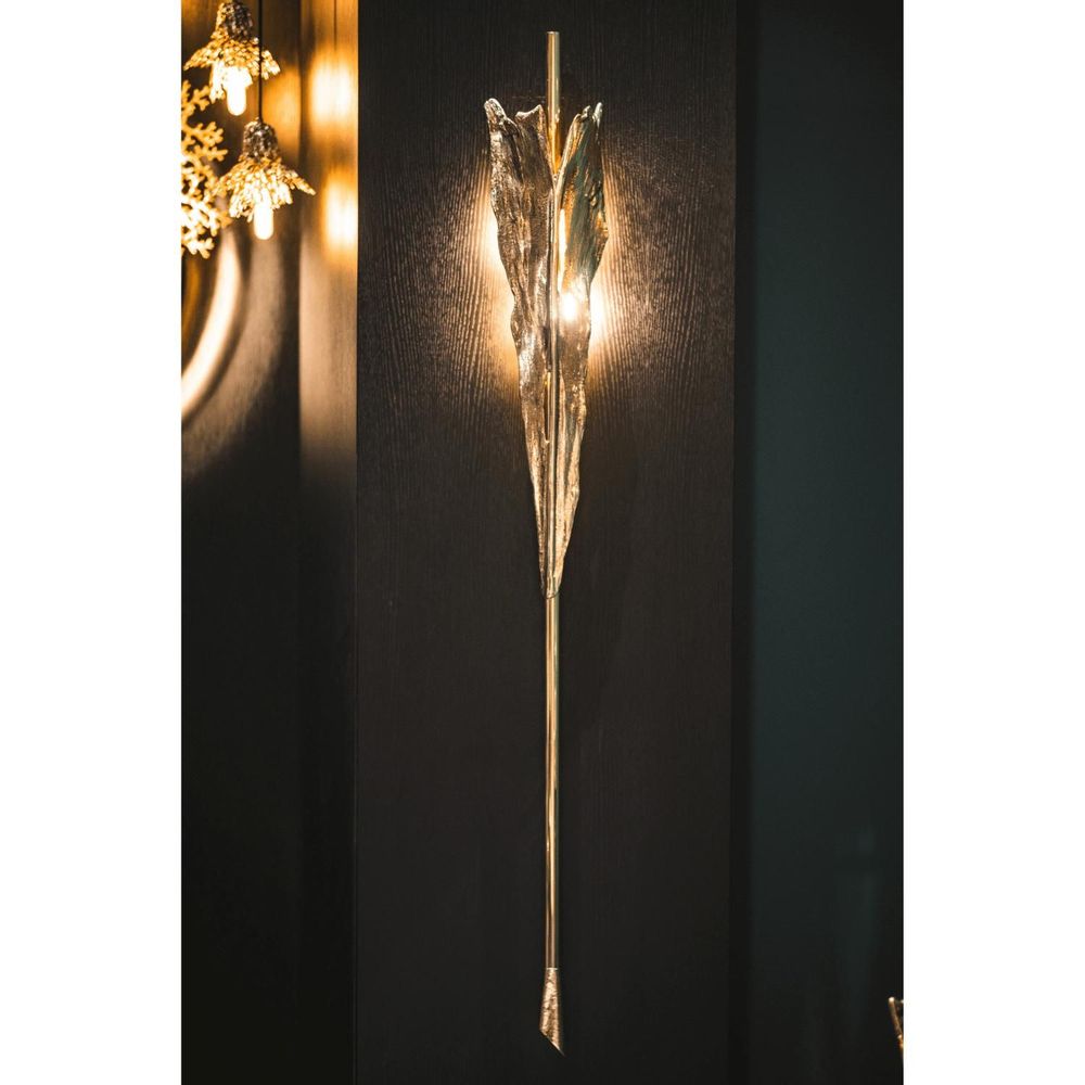 Wall lamps - Folia - Gold and Brass Wall Torch: Elegantly Crafted for Organic Light - MAEVE