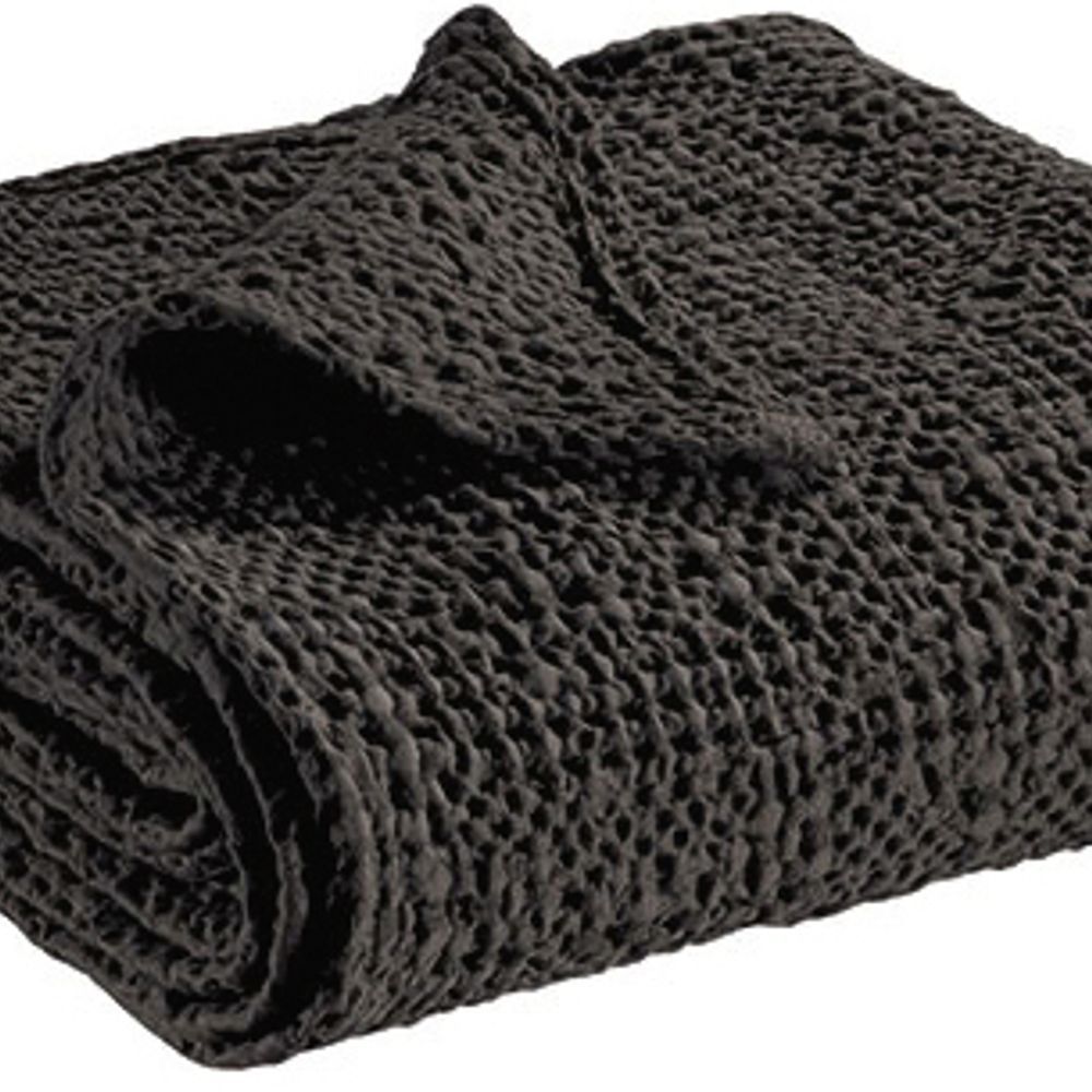 Bed linens - Throw Stonewashed Tana Carbone 280 X 260 - MAISON VIVARAISE - SDE VIVARAISE WINKLER