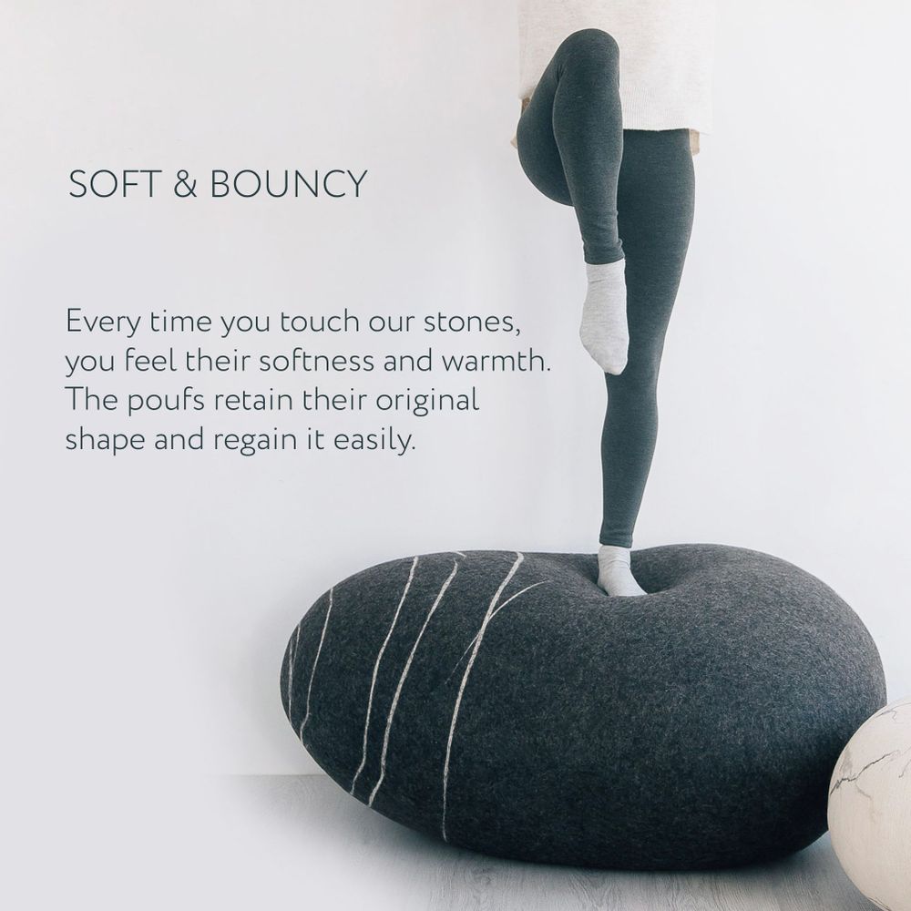 Coussins - Meuble pouf ottoman en laine "Sea Boulder" - KATSU STONES