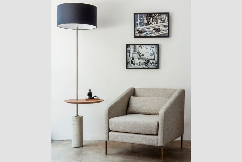 Floor lamps - "GIRO" FLOOR LAMP WITH SWIVEL TABLE - ALESSANDRA DELGADO DESIGN